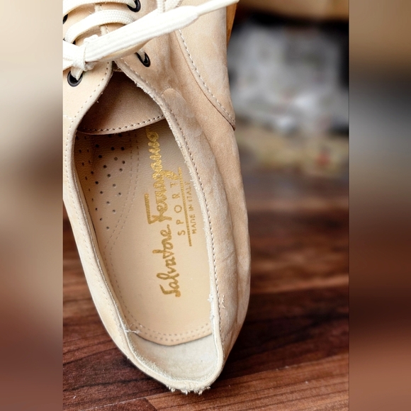 Salvatore Ferragamo Beige Leather Sneakers - Picture 10 of 11